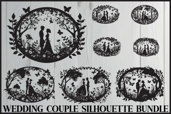 Bride and Groom Silhouette Vector