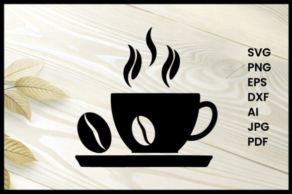 Coffee Cups and Beans Icon Silhouette