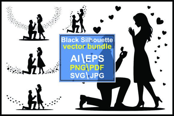 Couple Proposal Silhouette with Hearts