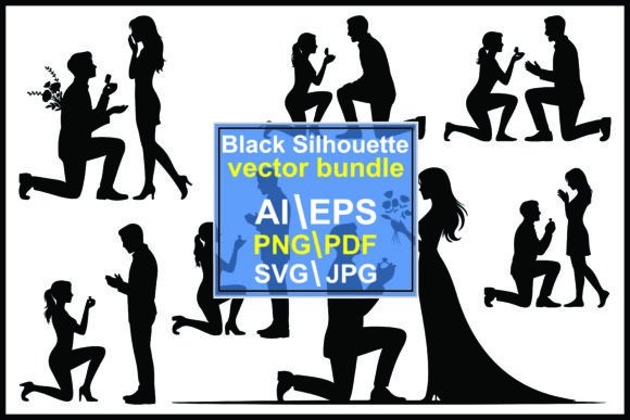 Couple Silhouettes Proposing Marriage