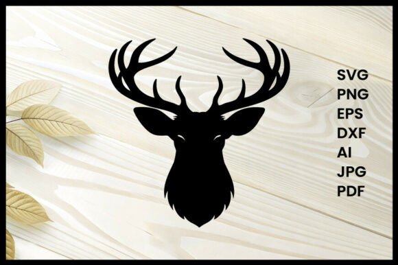 Deer Head with Antlers Illustration