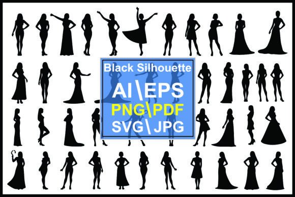 Fashion Woman Silhouette Vector Bundle