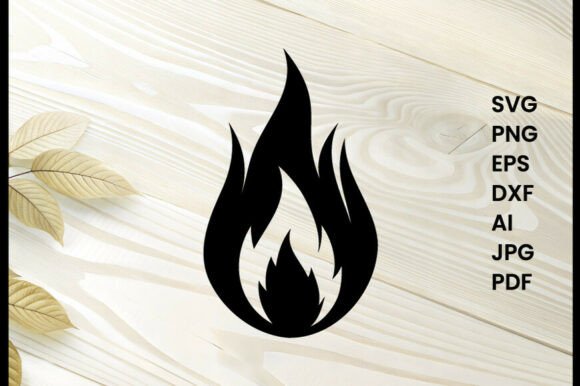 Gas Flame Icon Illustration Silhouette
