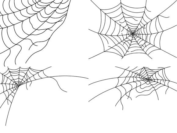 Halloween Spider Webs Line Art