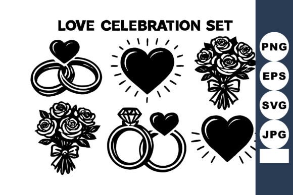 Love Celebration with Heart Shapes Wedd