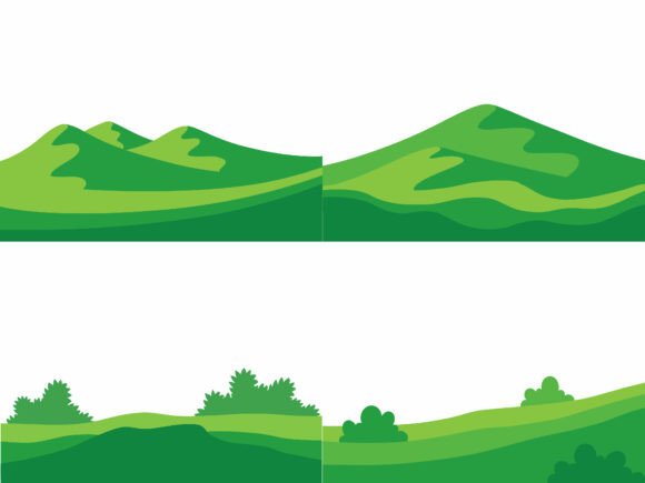 Lush Green Hill Scenery Illustration