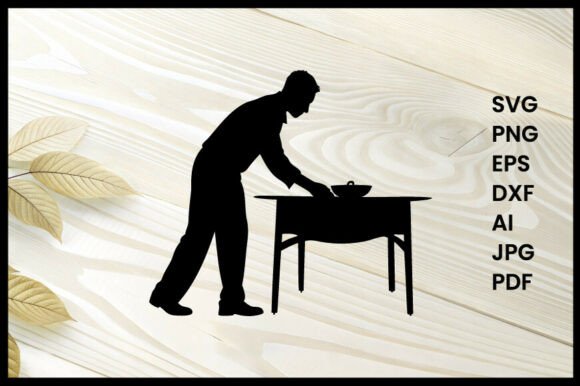 Person Setting Table Silhouette