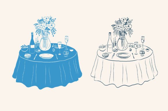 Romantic Dinner on the Table Clipart