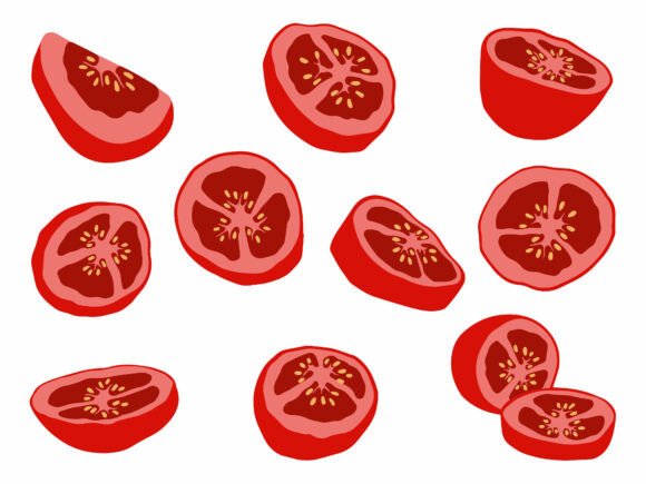 Sliced Tomato Clip Art Illustration