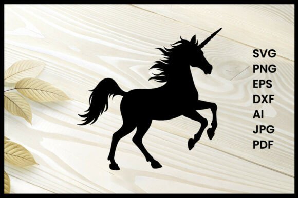 Unicorn Galloping Silhouette